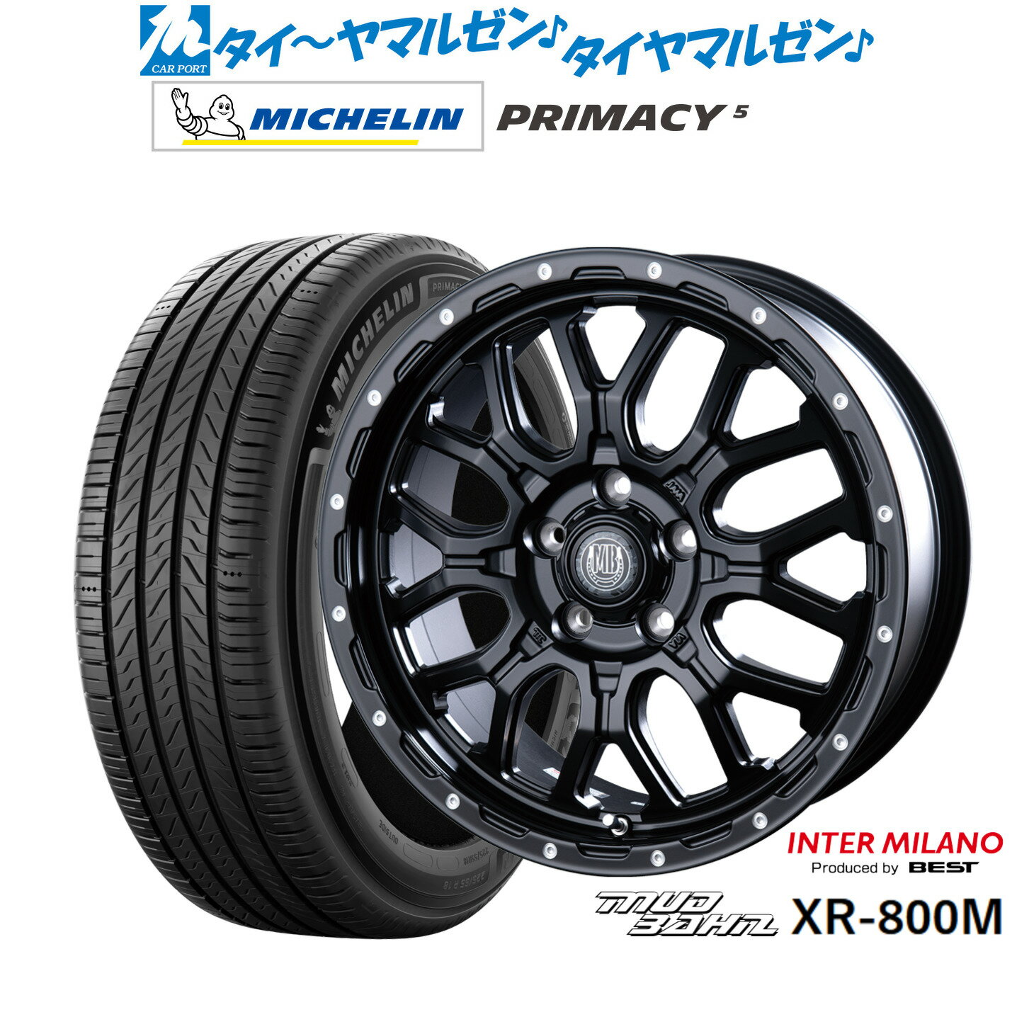 [BF期間]割引クーポン配布新品 サマータイヤ ホイール4本セットインターミラノ マッドバーン XR-800M18インチ 7.5Jミシュラン プライマシー プライマシー5225/40R18