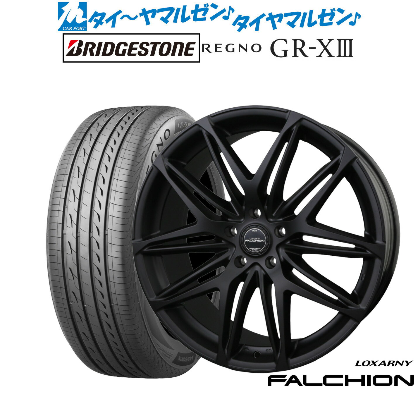 新品 サマータイヤ ホイール4本セットBADX ロクサーニ ファルシオン Black Edition19インチ 8.0Jブリヂストン REGNO レグノ GR-XIII(GR-X3)225/40R19