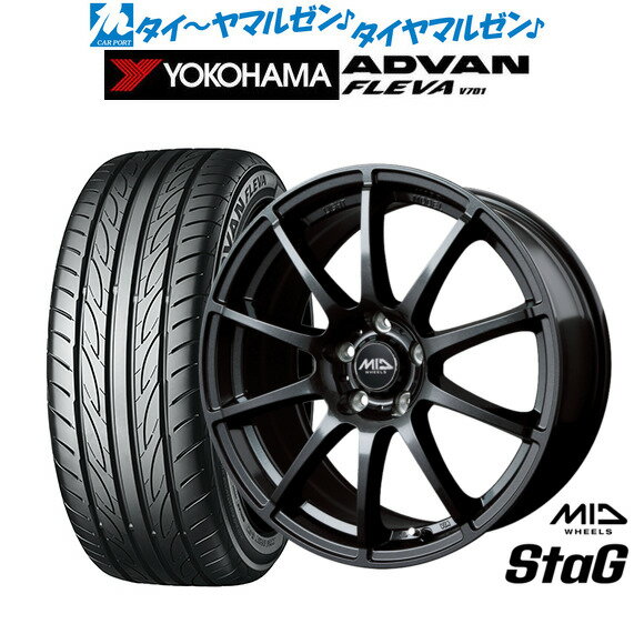 [12/1]ストアポイント5倍！新品 サマータイヤ ホイール4本セットMID ホイールズ スタッグ18インチ 7.0Jヨコハマ ADVAN アドバン フレバ V701205/40R18