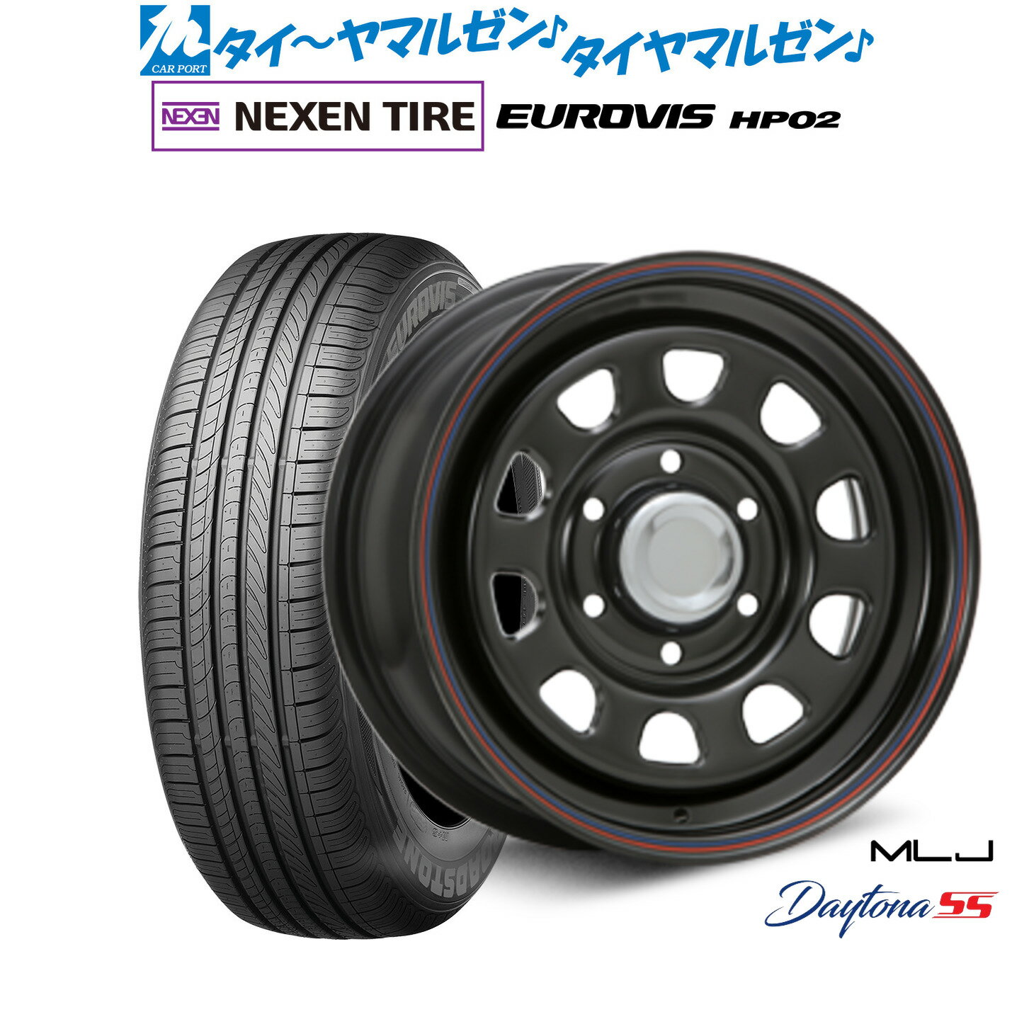 [マラソン期間]割引クーポン配布新品 サマータイヤ ホイール4本セットMLJ デイトナ SS16インチ 7.0JNEXEN ネクセン ロードストーン ユーロビズ HP02215/65R16