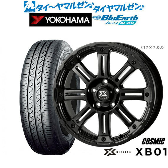 [BF期間]割引クーポン配布新品 サマータイヤ ホイール4本セットコスミック クロスブラッド XB0116インチ 7.0Jヨコハマ BluEarth ブルーアース (AE-01F)215/60R16