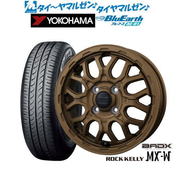 [6月20日]割引クーポン配布新品 サマータイヤ ホイール4本セットBADX ロックケリー ROCK KELLY MX-W14インチ 4.5Jヨコハマ BluEarth ブルーアース (AE-01)165/55R14