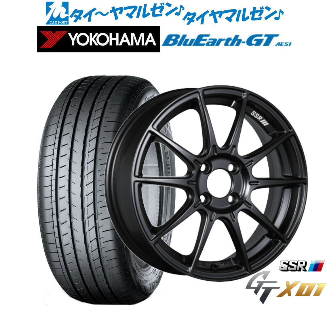[6/15]割引クーポン配布新品 サマータイヤ ホイール4本セットタナベ SSR GT X0115インチ 6.0Jヨコハマ BluEarth ブルーアース GT (AE51) 185/55R15