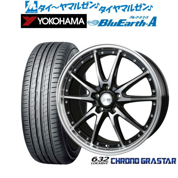 [6/22〜26]割引クーポン配布新品 サマータイヤ ホイール4本セットBADX ロクサーニ クロノグラスター19インチ 7.5Jヨコハマ BluEarth ブルーアース A (AE50)215/35R19