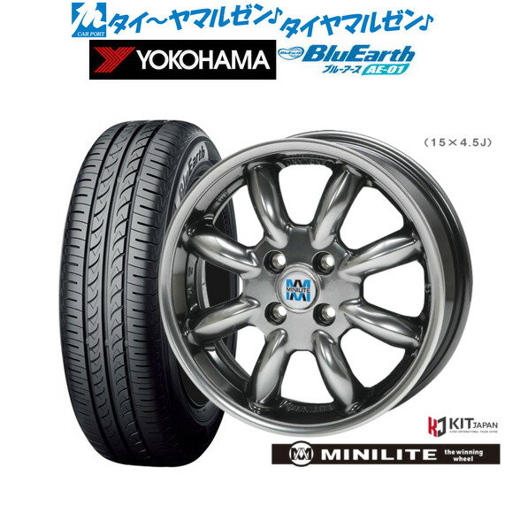 [6/22〜26]割引クーポン配布新品 サマータイヤ ホイール4本セットミニライト14インチ 4.5Jヨコハマ BluEarth ブルーアース (AE-01)155/55R14