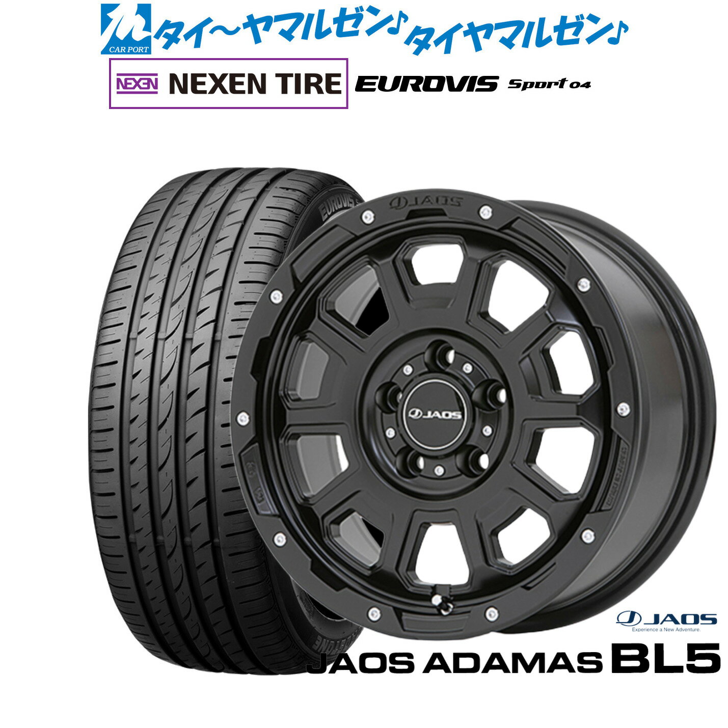 [BF期間]割引クーポン配布新品 サマータイヤ ホイール4本セットJAOS ジャオス アダマス BL517インチ 7.5JNEXEN ネクセン ロードストーン ユーロビズ Sport 04215/55R17