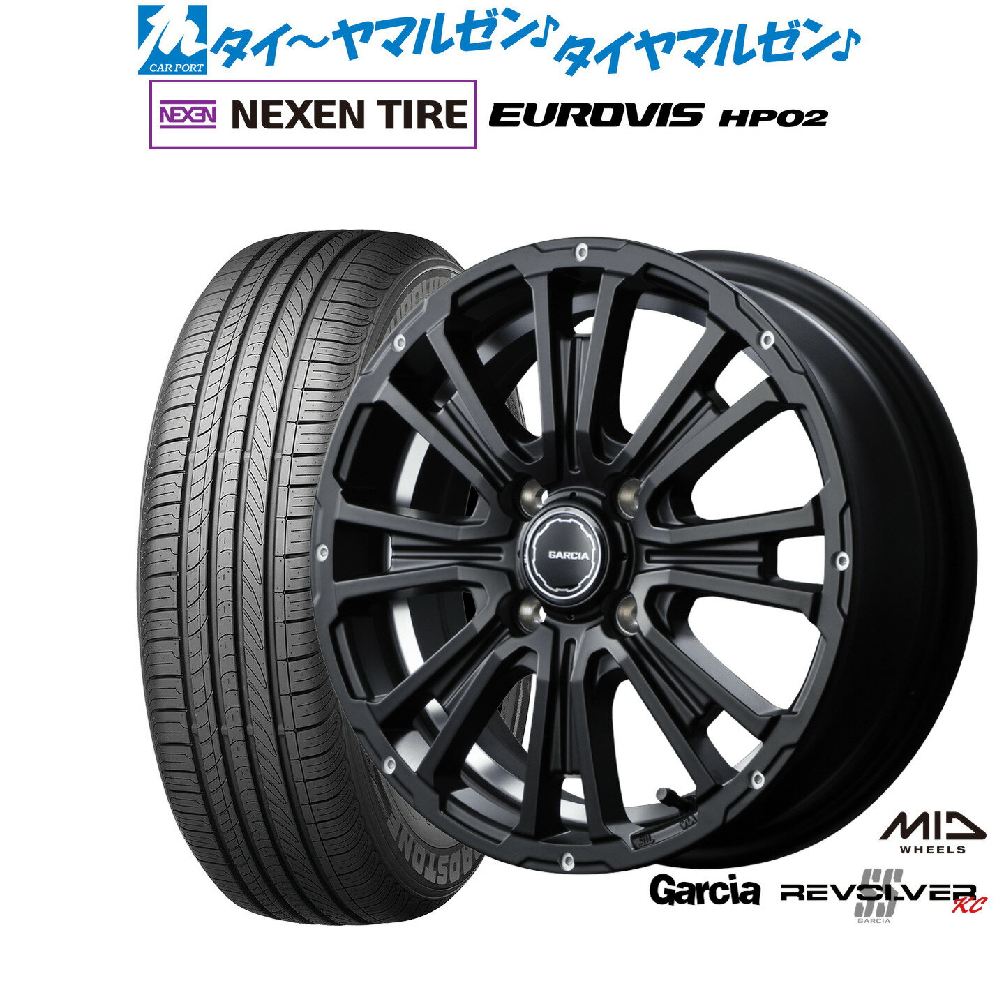[6/22〜26]割引クーポン配布新品 サマータイヤ ホイール4本セットMID ガルシア SSリボルバー KC14インチ 4.5JNEXEN ネクセン ロードストーン ユーロビズ HP02155/65R14