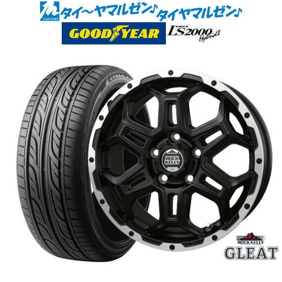 [6/22〜26]割引クーポン配布新品 サマータイヤ ホイール4本セットBADX ロックケリー ROCK KELLY グリート(5穴)16インチ 6.5Jグッドイヤー イーグル LS2000 ハイブリッド2(HB2)205/55R16