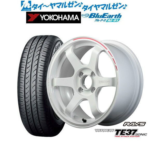[12/15]割引クーポン配布新品 サマータイヤ ホイール4本セットレイズ ボルクレーシング TE37 SONIC(ソニック) TIME ATTACK EDITION15インチ 5.5Jヨコハマ BluEarth ブルーアース (AE-01)165/50R15