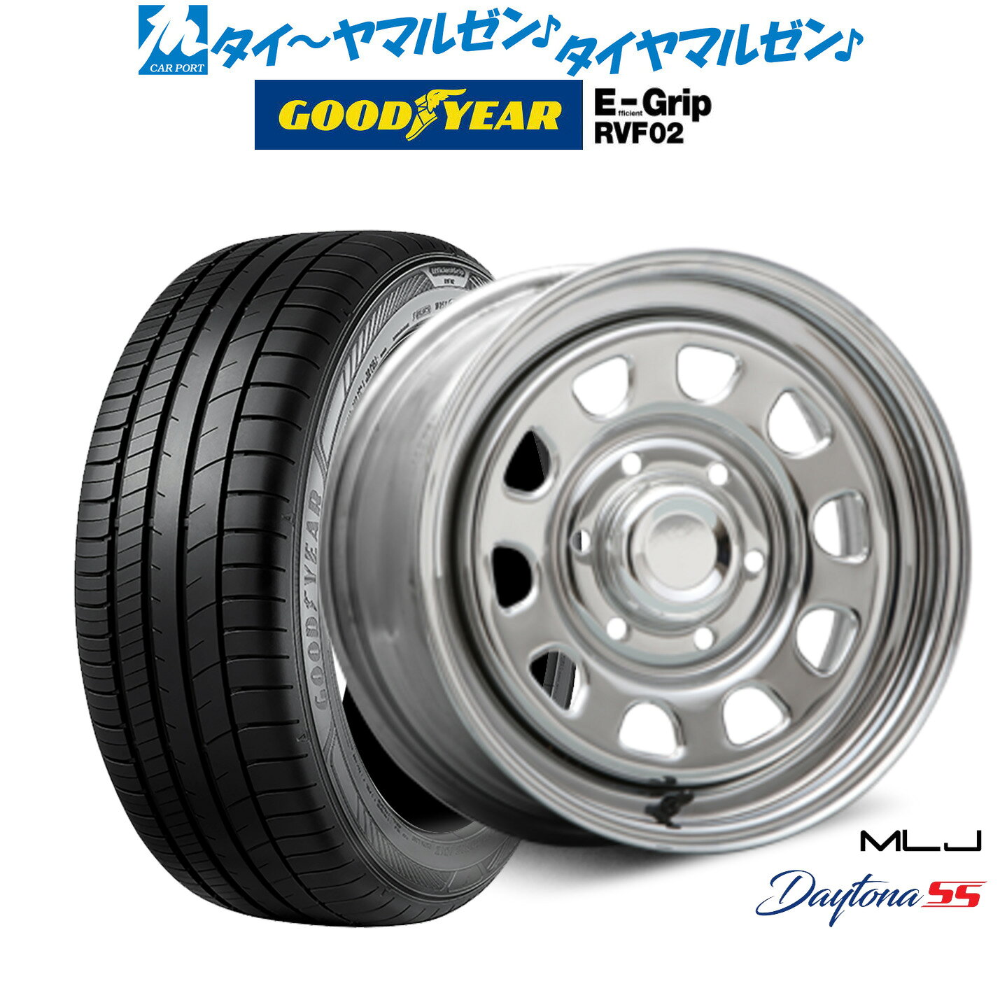 新品 サマータイヤ ホイール4本セットMLJ デイトナ SS16インチ 6.5Jグッドイヤー エフィシエント グリップ RVF02215/65R16