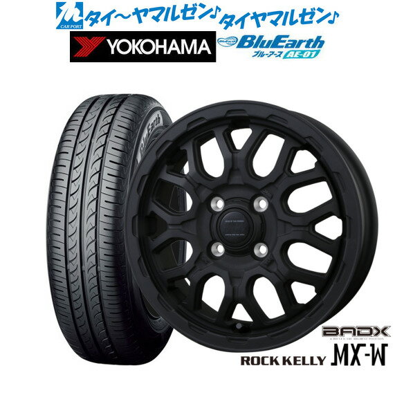 [6月20日]割引クーポン配布新品 サマータイヤ ホイール4本セットBADX ロックケリー ROCK KELLY MX-W14インチ 4.5Jヨコハマ BluEarth ブルーアース (AE-01)155/55R14