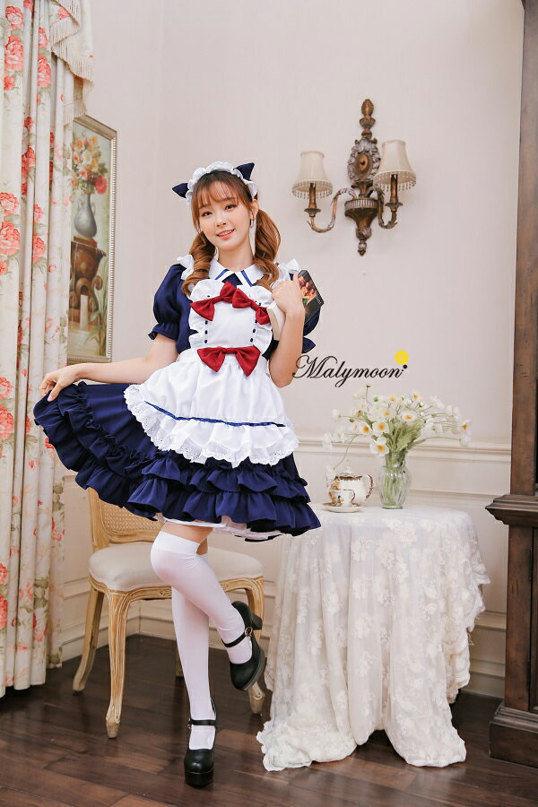 コスプレ メイド メイド服 エプロン メイド 高級 メイド服 セクシー 女性 可愛い カスタマイズ 大きいサイズ ネイビー 紺 女性 大人 レディース ワンピース コスチューム 可愛いコスプレ 受注オーダー カスタマイズ Malymoon 8141 Malymoon マリームーン 高級