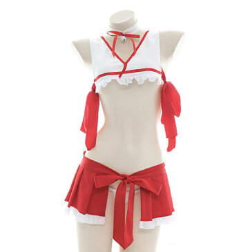 巫女 ランジェリー コスランジェリー コスプレ 可愛い かわいい セクシー サイドリボン ブラ ショーツ リボン おしゃれ お洒落 人気 セット 大人 女性 cosplay costume レディース 仮装 コスチューム 衣装 仮装 ピンク ハロウィン マリームーン【7moe/ナナモエ】【1691】