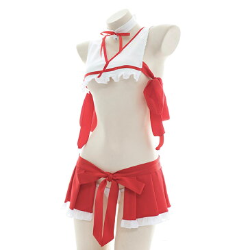 巫女 ランジェリー コスランジェリー コスプレ 可愛い かわいい セクシー サイドリボン ブラ ショーツ リボン おしゃれ お洒落 人気 セット 大人 女性 cosplay costume レディース 仮装 コスチューム 衣装 仮装 ピンク ハロウィン マリームーン【7moe/ナナモエ】【1691】