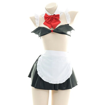 デビル 小悪魔 悪魔 メイド ランジェリー リボンタイ コスランジェリー コスプレ 可愛い かわいい ブラ ショーツ セクシー おしゃれ お洒落 人気 3点セット 大人 女性 レディース 仮装 コスチューム 衣装 仮装 ピンク ハロウィン マリームーン【7moe/ナナモエ】【1692】