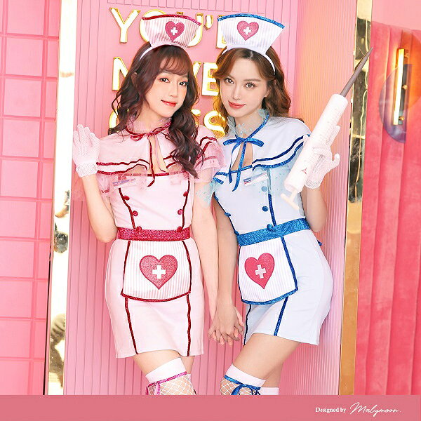 [正規品]【即納】ハロウィン コスプレ 仮装 ナース 看護師 ブルー ピンク コスチューム 可愛い セクシー cosplay costume ケープ ワンピース 大人 女性 レディース 人気 マリームーン malymoon【7422-2】 malymoon-10009765 Malymoon(マリームーン) サンプル画像2