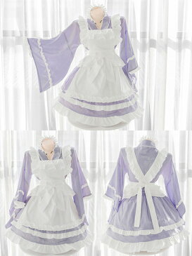 コスプレ セクシー かわいい 着物 メイド 巫女 メイド服 和風 和服 レディース 可愛いコスプレ 大人 女性 アニメ 衣装 仮装 コスチューム 紫 パープル ハロウィン Malymoon マリームーン【SEVENTY-THREE】【5991】