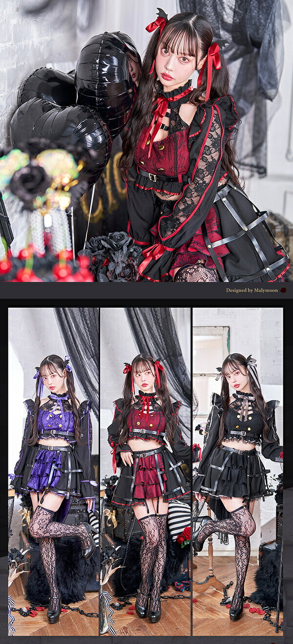 [正規品]【即納】ハロウィン コスプレ 悪魔 ヴァンパイア 吸血鬼 中村里砂 デビル サキュバス レザー レース ブラック レッド パープル コスチューム 衣装 仮装 黒 おそろい レディース 大人 女性 ハロウィン malymoon マリームーン【9958】 malymoon-10011110 Malymoon(マリームーン) サンプル画像2