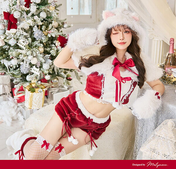 [正規品]【予約-11月中旬頃より順次発送予定】コスプレ クリスマス サンタ アニマル キャット ねこ耳 レッド ホワイト コスチューム 衣装 仮装 レディース 大人 女性 malymoon マリームーン】【10032-3】 malymoon-10011272 Malymoon(マリームーン) サンプル画像2