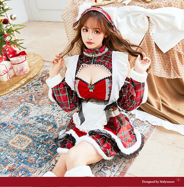 [正規品]【1〜3営業日で発送】コスプレ クリスマス サンタ ジングルチェック キャット レッド 仮装 コスプレ 女性 レディース 一式 マリームーン【10093】 malymoon-10011240 Malymoon(マリームーン) サンプル画像2