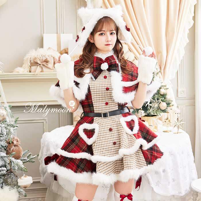[正規品]【予約】コスプレ 藤咲凪 クリスマス サンタ サンタクロース 猫 キャット 千鳥 チェック レッ..