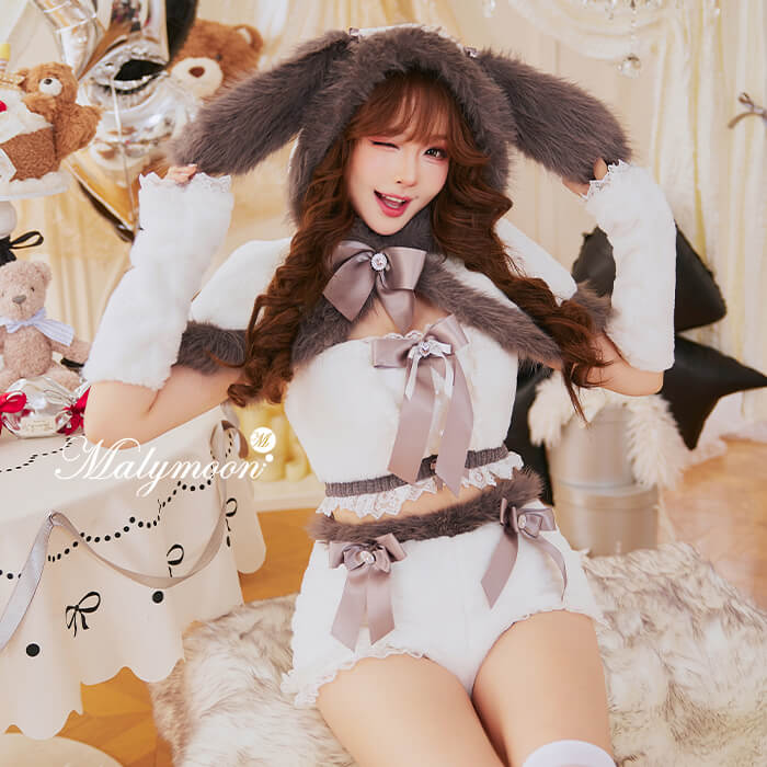 [正規品]【即納】コスプレ アニマル dog 犬 ベージュ もこもこ ファー 仮装 セットアップ 可愛い 女性 レディース 一式 マリームーン malymoon【CS25137】