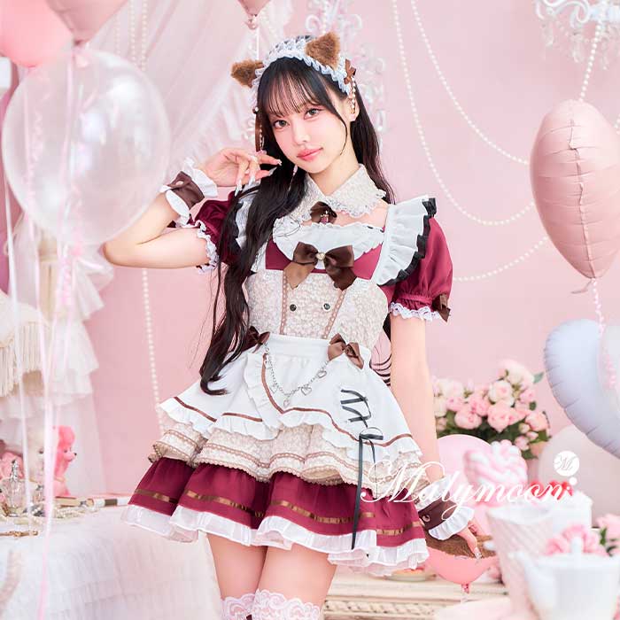[正規品]【即納】コスプレ バレンタイン メイド ウエイトレス 猫 ねこ アニマル レッド ブラウン レディース 大人 女性 ハロウィン malymoon マリ...