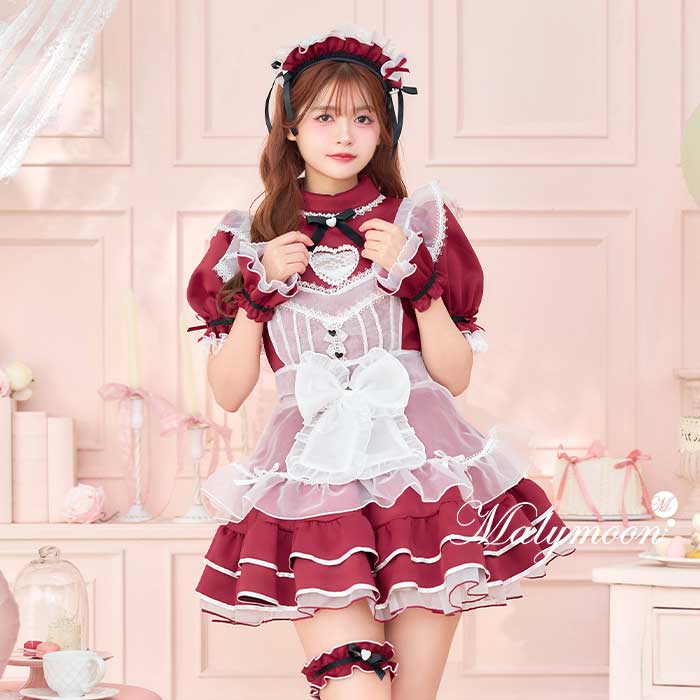[正規品]【予約-1月中旬頃より順次発送予定】コスプレ バレンタイン メイド ウエイトレス リボン レッド レディース 大人 女性 ハロウィン malymoon マリームーン【Malymoon/マリームーン】【CS25158】