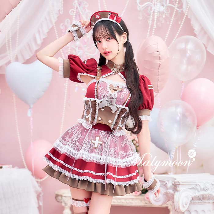 樂天商城 - [正規品]【即納】コスプレ バレンタイン ナース 看護師 レッド ブラウン レディース 大人 女性 ハロウィン malymoon マリームーン【Malymoon/マリームーン】【CS25171】