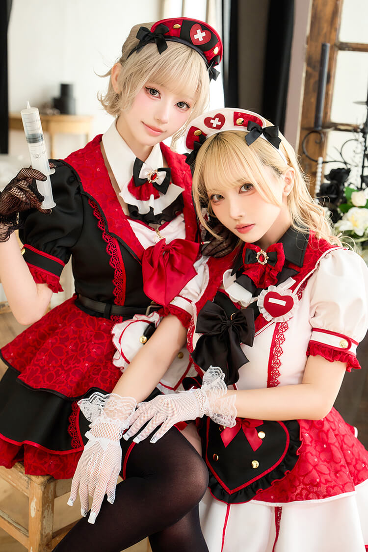 [正規品]【即納】ハロウィン コスプレ 看護婦 レッド ブラック ホワイト ナース ゴシック メイド 家政婦 コスチューム 衣装 仮装 青 赤 おそろい レディース 大人 女性 malymoon マリームーン【CS25232】 malymoon-10011857 Malymoon(マリームーン) サンプル画像2