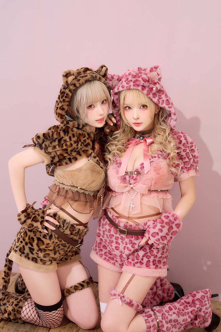 [正規品]【一部予約】ハロウィン コスプレ 仮装 衣装 レオパード 女豹 ヒョウ柄 アニマル ギャル ふわもこ ピンク グレー ブラウン ミニスカ ネコ 猫 動物 セット 一式 大人 レディース マリームーン malymoon【CS26013】 malymoon-10011827 Malymoon(マリームーン) サンプル画像2
