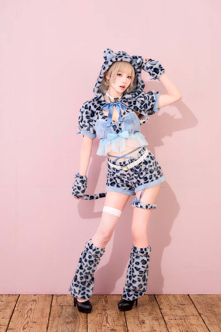 [正規品]【一部予約】ハロウィン コスプレ 仮装 衣装 レオパード 女豹 ヒョウ柄 アニマル ギャル ふわもこ ピンク グレー ブラウン ミニスカ ネコ 猫 動物 セット 一式 大人 レディース マリームーン malymoon【CS26013】 malymoon-10011827 Malymoon(マリームーン) サンプル画像3