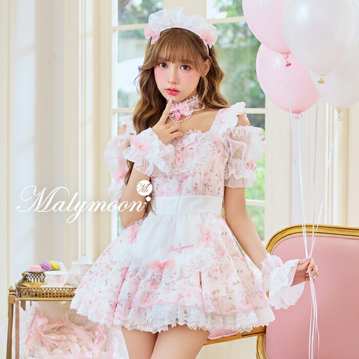 Waitress - [正規品]【予約-8月下旬頃より順次発送予定】コスプレ メイド ウエイトレス ローズ ピンク フラワー レディース 大人 女性 ハロウィン malymoon マリームーン【Malymoon/マリームーン】【CS26090】