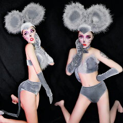 新品即決短納期 感謝sale ダンス衣装 ねずみ ネズミ 鼠 ブランド マウス コスプレ セクシー ダンス ジャズダンス コスチューム 女子高生 コスプレ 仮装 衣装 レディース Dance 派手 ステージ グレー 灰色 ボディスーツ ヴォーグダンス Vogue Gogo ダンスウェア ダンス