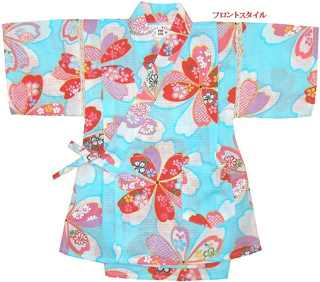 【甚平 子供】【ベビー 甚平スーツ】さくら柄・超清涼素材 甚平スーツ（日本製） 80cm～110cm こども 甚平