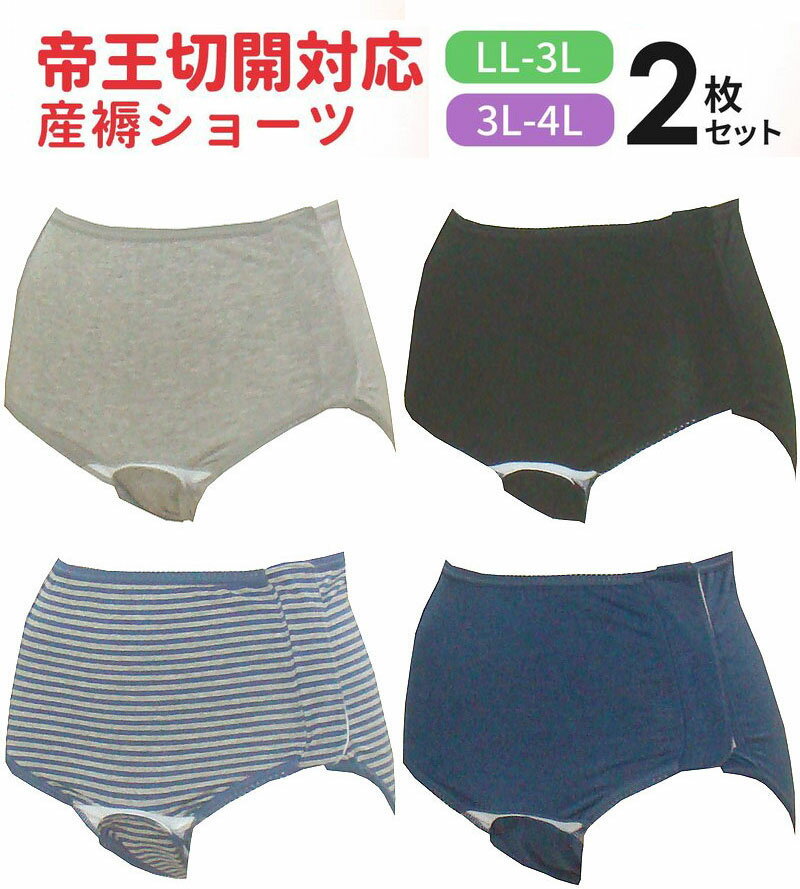 【メール便送料無料】帝王切開用 2枚組産褥ショーツ（全開タイプ） LL-3L 3L-4Lサイズ出産準備 入院準備 2枚組 産褥ショーツ 悪露 産後 産褥 ママ