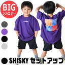 【送料無料】SHISKY シスキー 子供服 セットアップ 半袖 tシャツ 半ズボン ハーフパンツ 小学生 幼稚園 保育園 トップス ボトムス かっこいい おしゃれ 上下セット 夏服 夏 キッズ ジュニア 子ども 子ども服 バックプリント プリントTシャツ 110 120 130 140 150 160