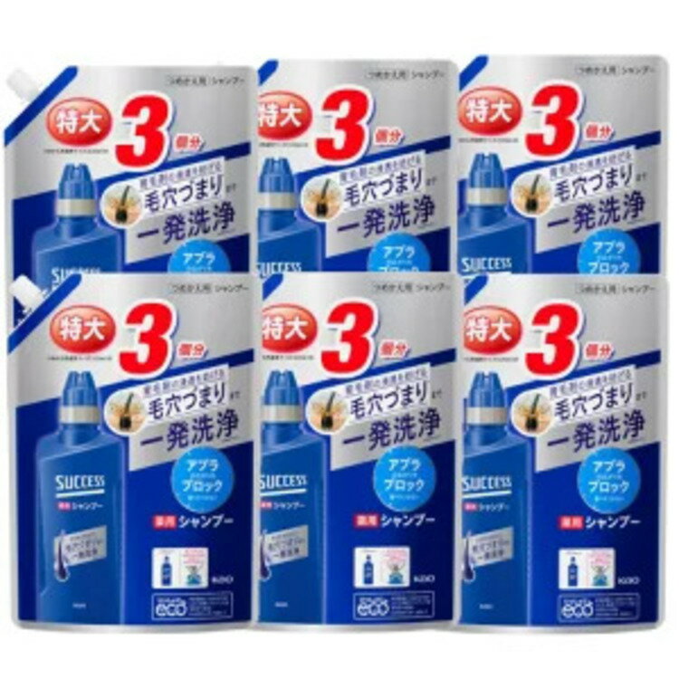 [6個セット]サクセス 薬用シャンプー つめかえ用 大容量 960ml 花王 サクセス シャンプー 詰め替え用 メンズ まとめ買い 汚れ アクアシトラス 医薬部外品 Kao【KCP】