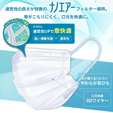 マスク 30枚入 不織布 日本製 ふつう 小さめ デイリーフィットマスク ナノエアーフィルタープラス PN−DNI30 ふつうサイズ 小さめサイズ アイリスオーヤマナノエアー 通気性 ウイルス 飛沫 やわらか耳ひも