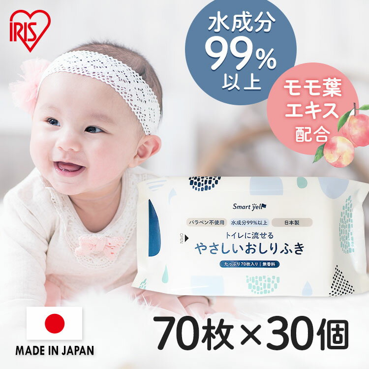 流せる おしりふき 70枚×30個セット まとめ買い 消耗品お尻ふき おしり拭き 赤ちゃんの流せるおしりふき70枚 赤ちゃん 昭和紙工 スマートエール smart yell smart スマート おむつ オムツ ウェット 【D】のサムネイル