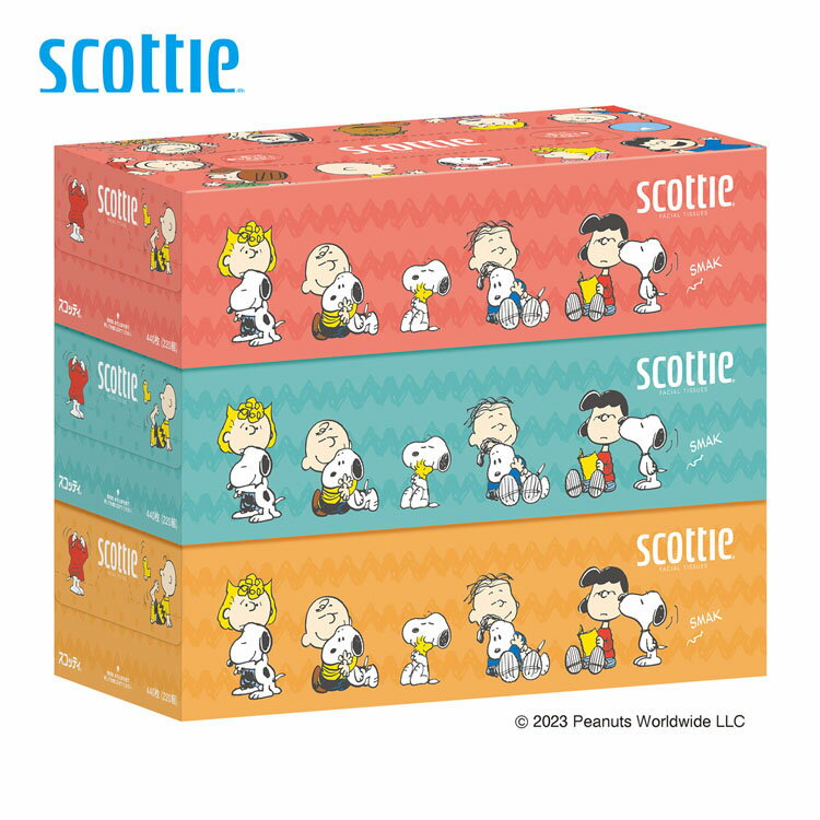 スコッティ ティシュー スヌーピー 220組（440枚） 3箱パック 41337ティッシュペーパー ティッシュ ティシュー スヌーピー PEANUTS 大容量 長持ち コンパクト 220組 3箱パック 鼻紙 SCOTTIE スコッティ