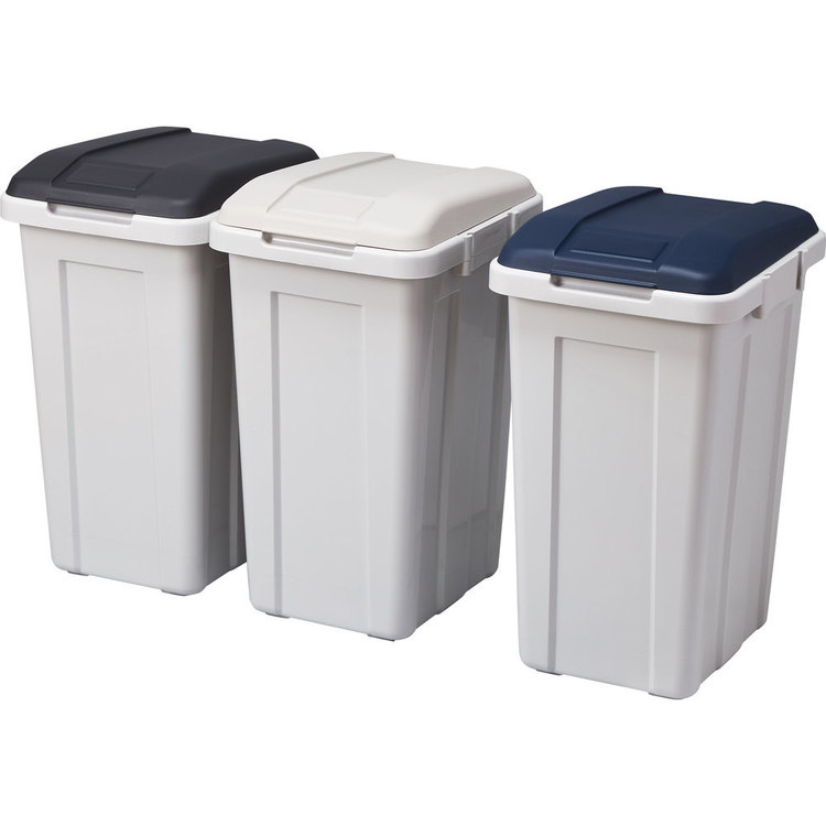 ゴミ箱 インテリア ダストボックス ジョイント 分別ペール45L A6647連結できる ゴミ箱 屋外ペール 暴風対策 フタ付 ゴミの分別 生ごみ ベランダ スタイリッシュ 捨てやすい ブルー ライトグレー ブラック【B】