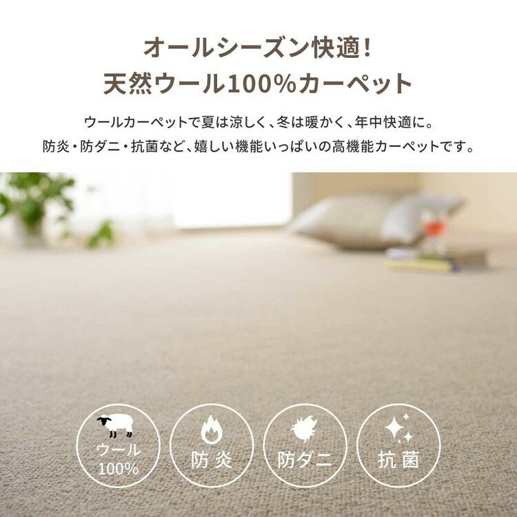 天然ウール100％の防炎カーペットカーペット オペラ 江戸間 8畳 600023580カーペット ラグマット 絨毯 江戸間 抗菌 防ダニ 防炎 ホットカーペット対応 リビング ベージュ グレー ブラウン ダークブラウン【TD】 【代引不可】 [2603SE]