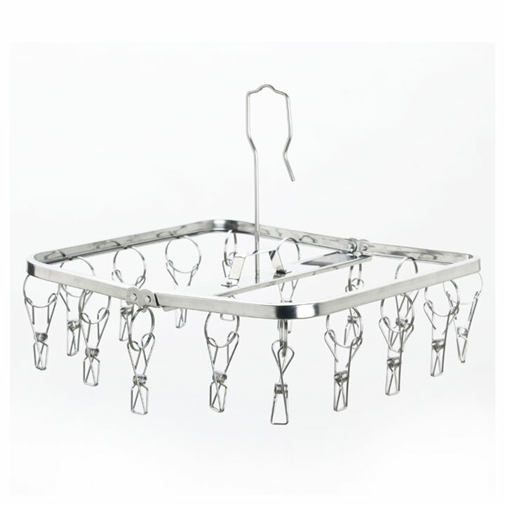 ピンチハンガー ステンレス 16ピンチ 折りたたみ コンパクト タオル ハンガー 洗濯ハンガー 物干しハンガー 洗濯物干し 屋外 ピンチ 室内物干し 部屋干し 室内干し 洗濯バサミ 下村企販 からみにくいステンレスハンガー 37236 *【D】