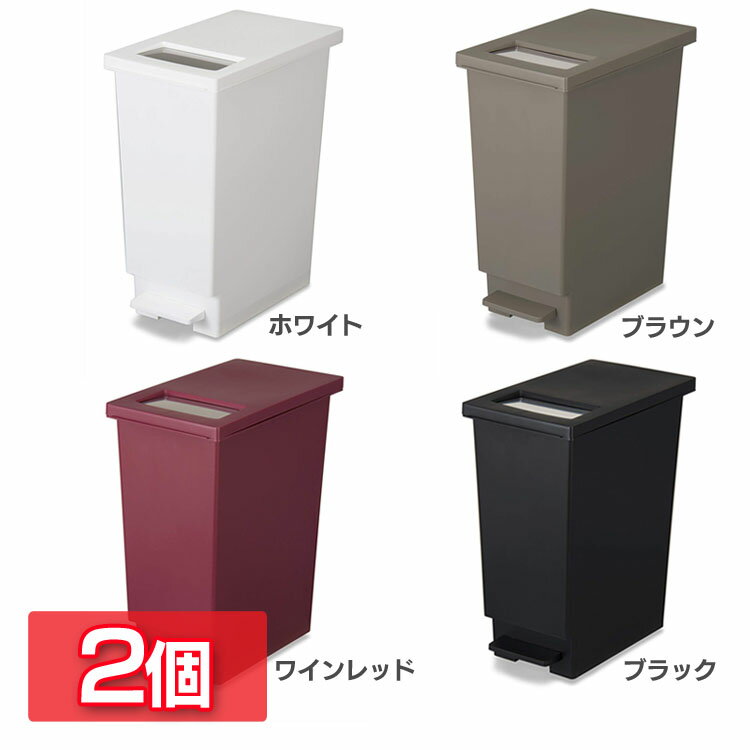 【2個セット】ユニード プッシュ&ペダル 45S ダストボックス ごみ箱 ゴミ箱 ペール 45L ペダル式 キッチン 台所 インテリア ホワイト ブラウン ワインレッド ブラック【D】