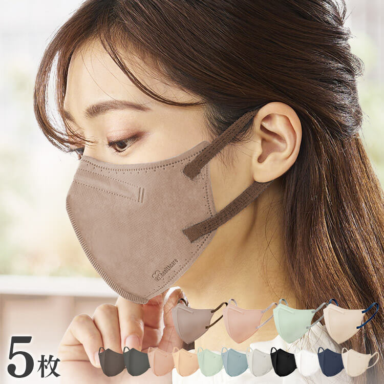 DAILY FIT MASK 立体 5枚入(ホワイトのみ7枚) RK-F5XS／S／M／L 小さめ ふつう ふつうワイド ゆったり 全15色 マスク mask 花粉 ウイルス 飛沫 細菌飛沫 PM2.5 風邪 花粉 立体 個別包装 幅広耳ひも 不織布 カラーマスク 個包装 アイリスオーヤマ