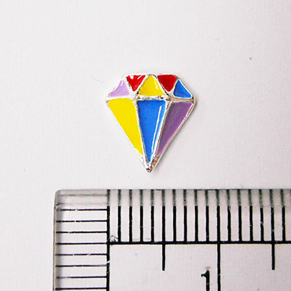 【メール便OK】☆ジュエリーデコパーツ　エナメルダイヤモンド　マルチカラー　宝石　ジュエリー　1個