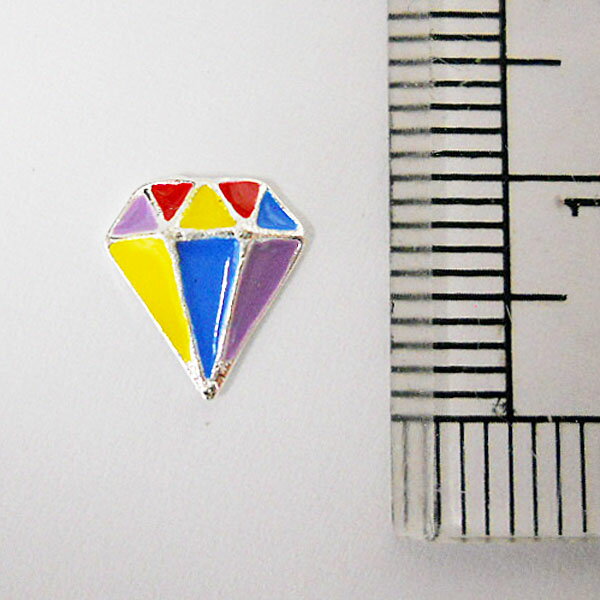 【メール便OK】☆ジュエリーデコパーツ　エナメルダイヤモンド　マルチカラー　宝石　ジュエリー　1個