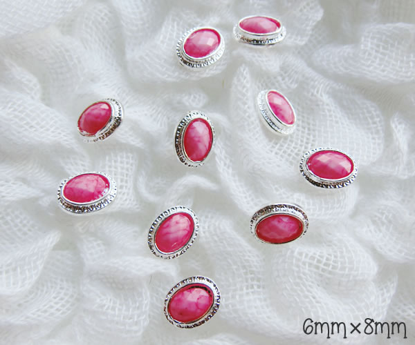 【メール便OK】☆ジュエリーデコパーツ　ビジュー　ピンクシルバー　1個　サマー