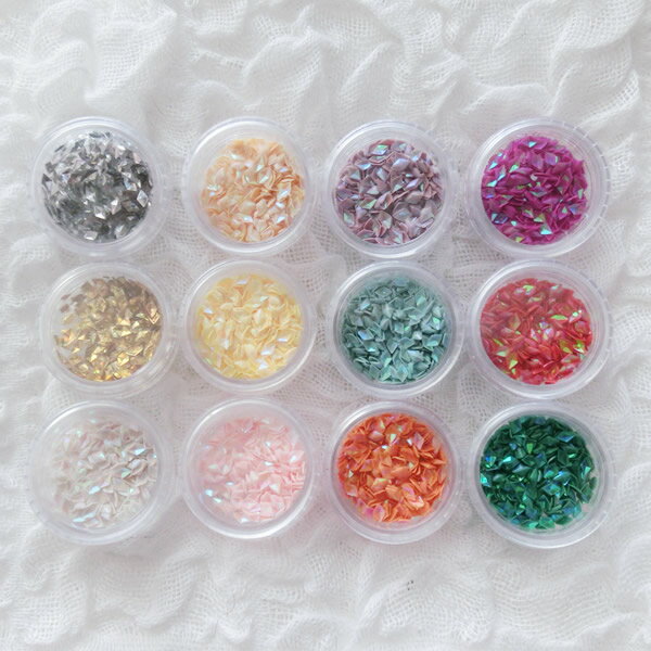 【条件付きメール便OK】立体的ホログラム ひし形 ダイヤ ホワイト系 ピンク系 イエロー系 オレンジ系 シルバー系 ゴールド系 12色セット ケース付き サマー...